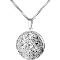 JEVELION Amulett Medaillon Anhänger Silber 925 rund Ornament-Verzierung für 2 Bilder (Fotomedaillon, für Damen und Mädchen), Mit Kette Sterlingsilber - Länge wählbar 36 - 70 cm oder ohne Kette. von JEVELION