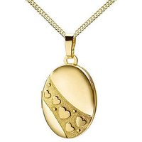JEVELION Amulett Medaillon Gold 585 Anhänger mit Herzen zum Öffnen für 2 Fotos (Bilder Medaillion, für Damen und Mädchen), Mit Halskette vergoldet - Länge wählbar 36 - 70 cm oder ohne Kette. von JEVELION