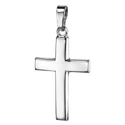 JEVELION Anhänger-Kreuz Silber-Kreuz für Damen, Herren und Kinder Kreuzanhänger 925 Sterling-Silber Kettenanhänger in gewölbter Form + Schmuck-Etui von JEVELION