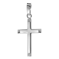 JEVELION Anhänger-Kreuz Silber-Kreuz für Damen, Herren und Kinder mit abgeflachten Kanten als Kettenanhänger Kreuzanhänger + Schmuck-Etui von JEVELION