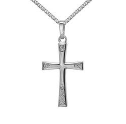 JEVELION Anhänger-Kreuz Silberkreuz für Damen, Herren und Kinder in hochglanz poliert mit Ornamentverzierungen als Kettenanhänger 925 Sterling-Silber + Schmuck-Etui von JEVELION