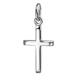 JEVELION Anhänger-Kreuz Silberkreuz für Damen, Herren und Kinder mit abgeflachten Kanten als Kettenanhänger 925 Sterling Silber mit Schmuck-Etui von JEVELION