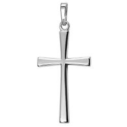 JEVELION Anhänger-Kreuz formschön für Damen, Herren und Kinder mit abgeflachten Kanten als Kettenanhänger 925 Silber mit Schmuck-Etui von JEVELION