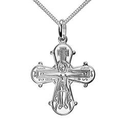 JEVELION Dagmar Kreuz-Anhänger mit Kette Dagmarkreuz für Damen, Herren und Kinder als Ketten-Anhänger 925 Silber Taufgeschenk mit Schmuck-Etui von JEVELION