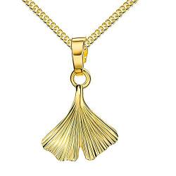 JEVELION Ginkgo kette 750 Gold 18 Karat 18K mit Ginkgo-Blatt Gold für Damen Mit Halskette 55 cm von JEVELION