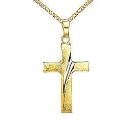 JEVELION Gold Anhänger-Kreuz Kreuz-Anhänger Gold-Kreuz für Damen und Herren, Design- Ketten-Anhänger 585 Gold 14 Karat Mit Halskette - Kettenlänge 55 cm. von JEVELION