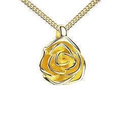 JEVELION Gold-Anhänger goldene Rose Rosenblüte aus 333 Gold für Damen Mit Kette - Kettenlänge 45 cm. von JEVELION