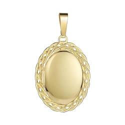JEVELION Gold Medaillon 333/8 Karat für 2 Bilder Amulett Anhänger oval zum Aufklappen für Damen mit Halskette von JEVELION