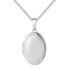 JEVELION Halskette Medaillon 925 Silber ovaler Amulett Anhänger für 2 Bilder zum Öffnen für Damen Silberamulett und Schmuck-Etui Mit Damenkette - Kettenlänge 70 cm. von JEVELION