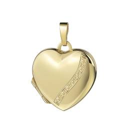 JEVELION Herz Medaillon 333 bicolor Gold 8 Karat Herz-Amulett für 2 Bilder zum Öffnen + Halskette von JEVELION