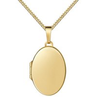 JEVELION Kette mit Anhänger 750 Gold Medaillon zum Öffnen oval für 2 Fotos - Made in Germany (Bilder-Amulett Anhänger, für Damen und Mädchen), Goldanhänger mit Kette vergoldet - Länge wählbar 36 - 70 cm von JEVELION