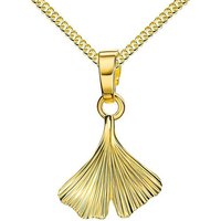 JEVELION Kette mit Anhänger Ginkgo Anhänger 585 Gold - Made in Germany (Goldanhänger, für Damen), Mit Kette vergoldet- Länge wählbar 36 - 70 cm. von JEVELION