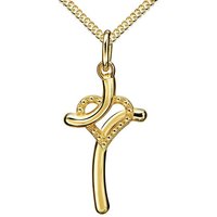 JEVELION Kette mit Anhänger Kreuz Anhänger 585 Gold (Goldanhänger, für Damen und Herren), Mit Panzerkette vergoldet- Länge wählbar 36 - 70 cm. von JEVELION