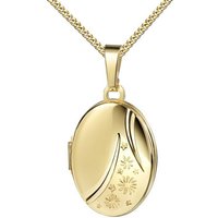 JEVELION Kette mit Anhänger Medaillon 333 Gold ovales Amulett zum Öffnen für 2 Bilder (Amulettanhänger aus Gold, für Damen und Mädchen), Mit Kette vergoldet - Länge wählbar 36 - 70 cm oder ohne Kette. von JEVELION