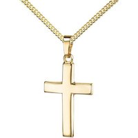 JEVELION Kettenanhänger Kreuz Anhänger 585 Gold formschön gewölbt (Goldkreuz, für Damen und Herren), Goldanhänger - Made in Germany von JEVELION