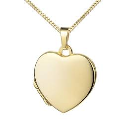 JEVELION Kleines Medaillon Herz 333 Gold Herz-Amulett für 2 Bilder zum Öffnen für Damen mit Halskette und Schmuck-Etui von JEVELION