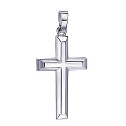 JEVELION Kreuz-Anhänger 925 Sterlingsilber für Damen und Herren Hochglanz poliert mit 3D-Effekt als Ketten-Anhänger + Schmuck-Etui von JEVELION