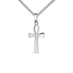 JEVELION Kreuz-Anhänger Henkelkreuz Ägyptisches Kreuz Hochglanz Silberkreuz 925 Sterling-Silber für Damen, Herren und Kinder Kettenanhänger + Schmuck-Etui von JEVELION