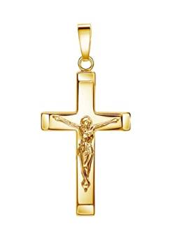 JEVELION Kreuz-Anhänger Silber vergoldet Jesus Christus Kruzifix für Damen und Herren als Kettenanhänger mit Schmuck-Etui von JEVELION