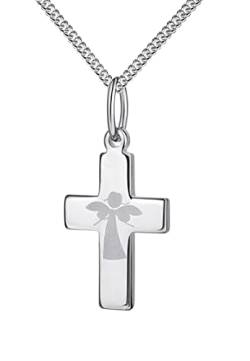 JEVELION Kreuz-Anhänger mit Schutzengel-Gravur 925 Silber Silberkreuz mit Halskette Kreuz aus Sterlingsilber von JEVELION