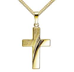 JEVELION Kreuzanhänger Goldkreuz für Damen und Herren als Kettenanhänger 333 Gold 8 Karat Mit Halskette 55 cm von JEVELION