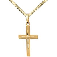 JEVELION Kreuzkette 333 Gold Anhänger mit Diamantschliff - Made in Germany (Goldkreuz, für Damen und Herren), Mit Kette vergoldet- Länge wählbar 36 - 70 cm oder ohne Kette. von JEVELION