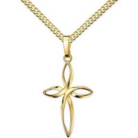 JEVELION Kreuzkette Anhänger 333 Gold - Made in Germany (Goldkreuz, für Damen und Herren), Mit Kette vergoldet- Länge wählbar 36 - 70 cm oder ohne Kette. von JEVELION