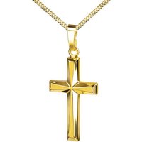 JEVELION Kreuzkette Anhänger 750 Gold-Kreuz - Made in Germany (Goldkreuz, für Damen und Herren), Mit Kette vergoldet- Länge wählbar 36 - 70 cm oder ohne Kette. von JEVELION