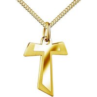 JEVELION Kreuzkette Antoniuskreuz Taukreuz 333 Gold - Made in Germany (Goldkreuz, für Damen und Herren), Mit Kette vergoldet- Länge wählbar 36 - 70 cm. von JEVELION