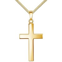 JEVELION Kreuzkette Kreuz Anhänger 333 Gold - Made in Germany (Goldanhänger, für Damen und Herren), Mit Kette vergoldet- Länge wählbar 36 - 70 cm. von JEVELION