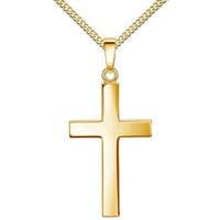 JEVELION Kreuzkette Kreuz--Anhänger 585 Gold - Made in Germany (Goldanhänger, für Damen und Herren), Mit Kette vergoldet- Länge wählbar 36 - 70 cm. von JEVELION
