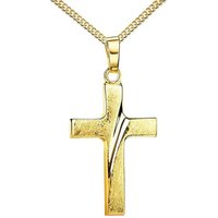 JEVELION Kreuzkette Kreuz Anhänger eismattiert 333 Gold - Made in Germany (Goldkreuz, für Damen und Herren), Mit Halskette vergoldet- Länge wählbar 36 - 70 cm. von JEVELION