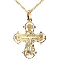 JEVELION Kreuzkette Kreuzanhänger 585 Gold - Made in Germany (Goldkreuz, für Damen und Herren), Mit Kette vergoldet- Länge wählbar 36 - 70 cm oder ohne Kette. von JEVELION