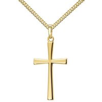 JEVELION Kreuzkette Kreuzanhänger 750 Gold - Made in Germany (Goldkreuz, für Damen und Herren), Mit Kette vergoldet- Länge wählbar 36 - 70 cm oder ohne Kette. von JEVELION