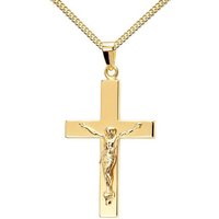 JEVELION Kreuzkette Kruzifix 333 Gold - Made in Germany (Goldkreuz, für Damen und Herren), Mit Kette vergoldet- Länge wählbar 36 - 70 cm oder ohne Kette. von JEVELION