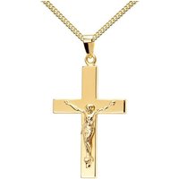 JEVELION Kreuzkette Kruzifix Anhänger 585 Gold - Made in Germany (Goldkreuz, für Damen und Herren), Mit Kette vergoldet- Länge wählbar 36 - 70 cm oder ohne Kette. von JEVELION