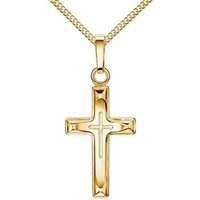 JEVELION Kreuzkette Taufkreuz Anhänger 333 Gold (Kleiner Goldanhänger, für Damen und Kinder), Mit Kette vergoldet- Länge wählbar 36 - 70 cm. von JEVELION