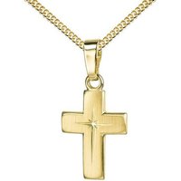 JEVELION Kreuzkette kleiner Kreuzanhänger 585 Gold - Made in Germany (Goldkreuz, für Damen und Kinder), Mit Kette vergoldet- Länge wählbar 36 - 70 cm oder ohne Kette. von JEVELION