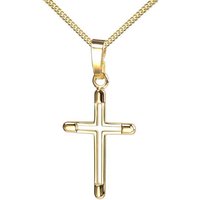 JEVELION Kreuzkette kleiner Kreuzanhänger 585 Gold - Made in Germany (Goldkreuz, für Damen und Kinder), Mit Kette vergoldet- Länge wählbar 36 - 70 cm oder ohne Kette. von JEVELION