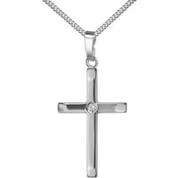 JEVELION Kreuzkette mit Brillant Anhänger 925 Silber - Made in Germany (Silberkreuz, für Damen und Herren), Mit Silberkette 925 - Länge wählbar 36 - 70 cm oder ohne Kette. von JEVELION