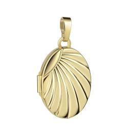 JEVELION Medaillon Anhänger Gold 585/14 Karat für 2 Bilder Amulett oval zum Öffnen für Damen mit Halskette von JEVELION