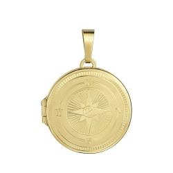 JEVELION Medaillon Anhänger für 2 Bilder 8 Karat 333 Gold Bild Amulett rund mit Kompass-Gravur zum Öffnen mit Halskette von JEVELION