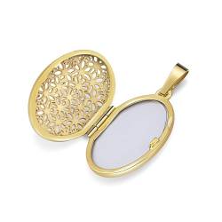 JEVELION Medaillon Gold 333 Amulett Anhänger oval für 1 Bild zum Öffnen für Damen Bildanhänger mit Schmuck-Etui von JEVELION