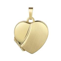 JEVELION Medaillon Herz 585 Gold 14 Karat Herz-Amulett für 2 Bilder zum Öffnen für Damen mit Halskette und Schmuck-Etui von JEVELION