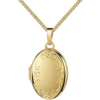 JEVELION Medallionanhänger Medaillon Gold 333 OrnamentVerzierung Anhänger zum Öffnen für 2 Bilder (Gold Amulett, für Damen und Mädchen), Mit Kette vergoldet - Länge wählbar 36 - 70 cm oder ohne Kette. von JEVELION