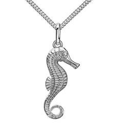 JEVELION Silber Anhänger Seepferdchen Maritim 925 Sterling-Silber für Damen Mit Kette 50 cm von JEVELION