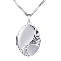 JEVELION Silberanhänger Medaillon Anhänger Silber 925 für 2 Bilder Amulett für Damen mit Kette zum Öffnen Mit Halskette - Kettenlänge 55 cm. von JEVELION