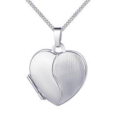JEVELION Silbermedaillon Medaillon Herz 925 Silber Amulett für 2 Bilder zum Öffnen für Damen mit Halskette und Schmuck-Etui Mit Kette - Kettenlänge 45 cm. von JEVELION