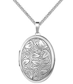 JEVELION Silbermedaillon Medaillon Silber groß Amulett für 2 Bilder zum Öffnen für Damen mit Halskette und Schmuck-Etui Mit Kette - Kettenlänge 45 cm. von JEVELION