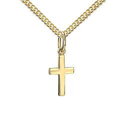 JEVELION Tauf-Kreuz Kreuz-Anhänger 585 Gold Gold-Kreuz für Damen, Herren und Kinder Ketten-Anhänger 14 Karat Mit Halskette - Kettenlänge 36 cm. von JEVELION